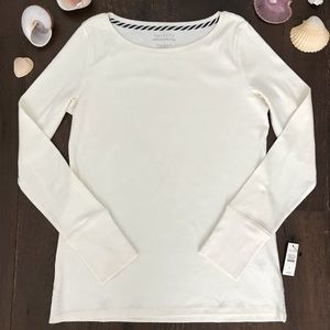 {Talbots} Weekender Cream Cotton Tee